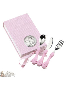 Set di posate rosa per bambini - 1