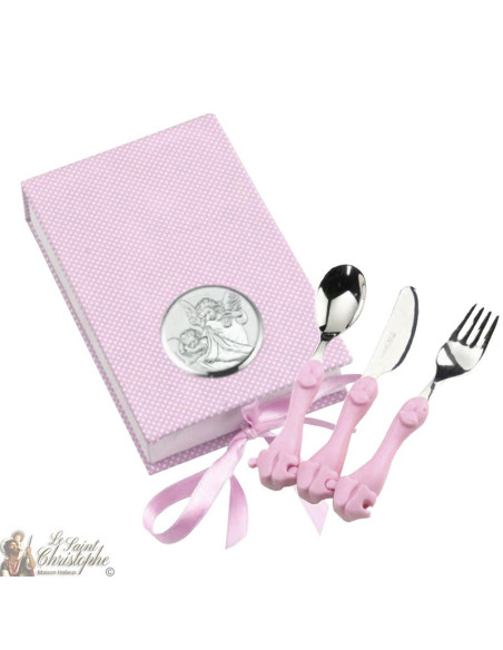 Pink baby cutlery set - 2