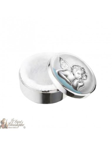 Silver box for baby teeth - blue