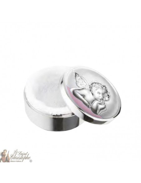 Silver box for baby teeth - pink