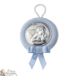 Cornice da parete per angelo protettivo in argento 925 - blu