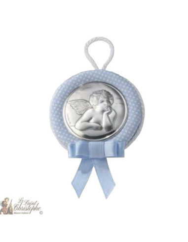 Zilveren 925 Beschermengel Baby Muurframe - blauw