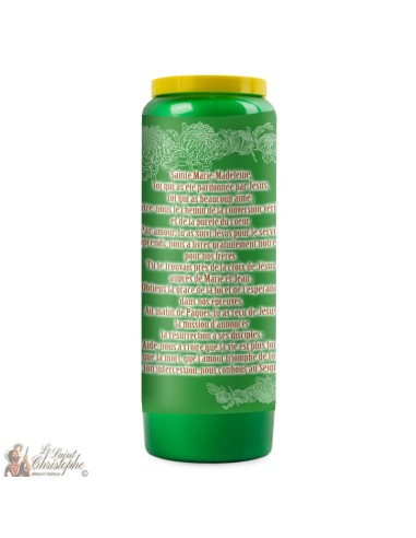 Bougie de neuvaine verte à Sainte Marie Madeleine