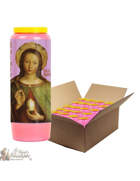 Roze Novena Kaars aan Sint Maria Magdalena - 20 stuks