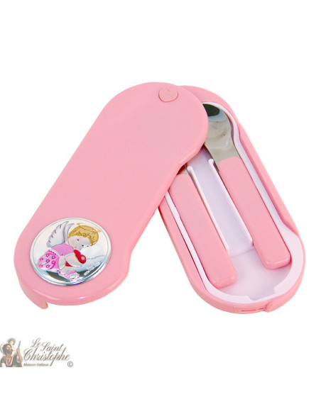 Juego de cubiertos de bebé rosa - 3