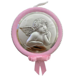 Marco de pared de plata 925 con ángeles protectores para bebés - rosa