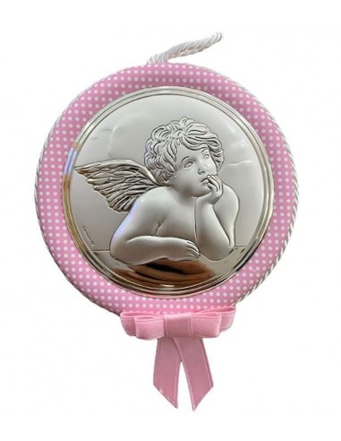 Schutzengel Silber 925 Wandrahmen für Baby - rosa