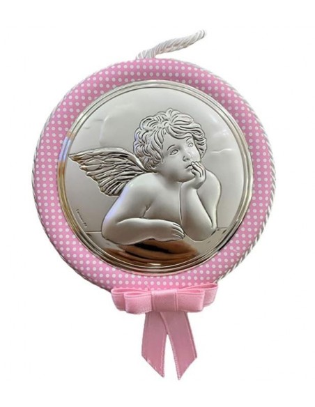 Schutzengel Silber 925 Wandrahmen für Baby - rosa