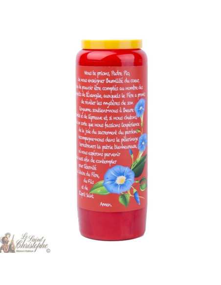 Bougies de Neuvaine rouge à Padre Pio - 20 pièces