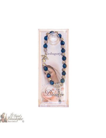 Bracciale con perline blu e argento Medjugorje