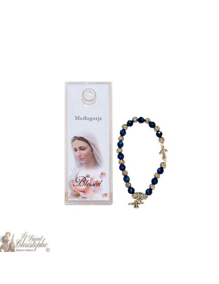 Bracciale con perline blu e argento Medjugorje