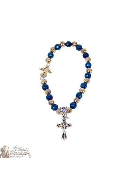 Bracciale con perline blu e argento Medjugorje