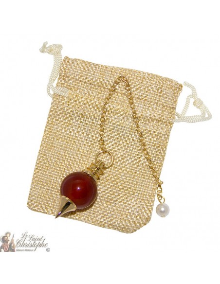Gilded Sephroton Pendulum in stone - carnelian
