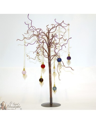 Pendule Séphroton doré en pierre - sodalite