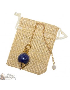 Pendule Séphroton doré en pierre - sodalite