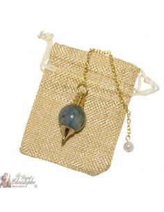 Pendule Séphroton doré en pierre - labradorite