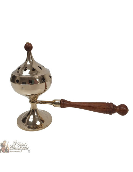 Incensiere in rame con manico lungo in legno - grande