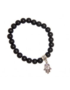 Pulsera de mano y perlas negras Fatma - mate