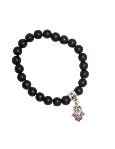 Fatma hand en zwarte parel armband - mat