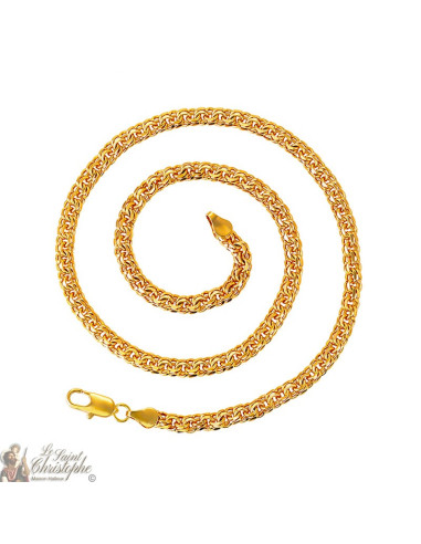 Chaîne plaquée or 24K doubles maillons entrelacés 55 cm