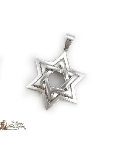 Pendentif argenté étoile de David