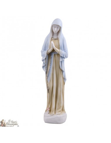 Statue de la Vierge de Banneux colorée en Albâtre - 39 cm