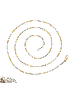 Figarokette mit gold-, roségold- und silberfarbenen Gliedern 60 cm