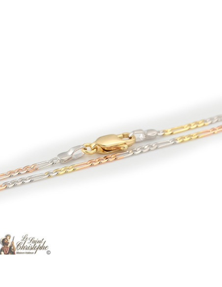 Figarokette mit gold-, roségold- und silberfarbenen Gliedern 60 cm