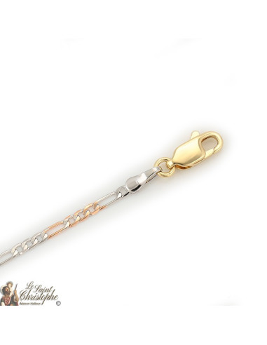 Figarokette mit gold-, roségold- und silberfarbenen Gliedern 60 cm