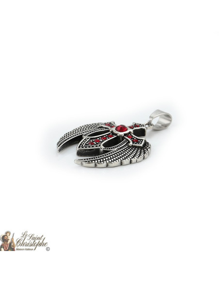 Silber-Anhänger geflügeltes Kreuz Granat