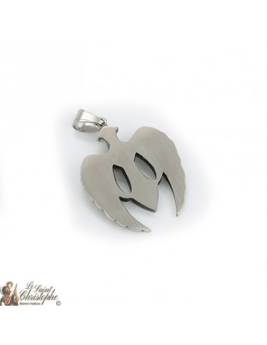 Zilveren hanger gevleugeld kruis granaat