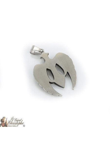 Ciondolo d'argento croce alata granato