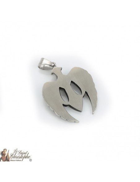 Silver pendant winged cross garnet