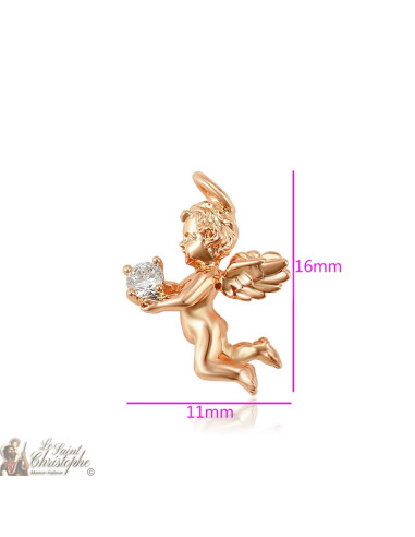 Pendentif or rose ange et cristal