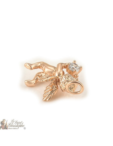 Pink gold angel and crystal pendant