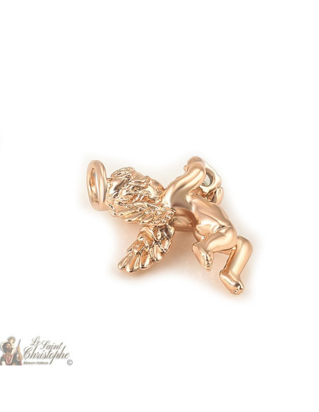 Pendentif or rose ange et cristal