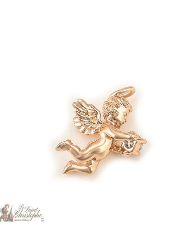 Pendentif or rose ange et cristal