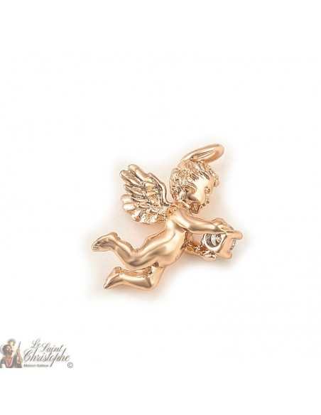 Ciondolo angelo in oro rosa con cristallo