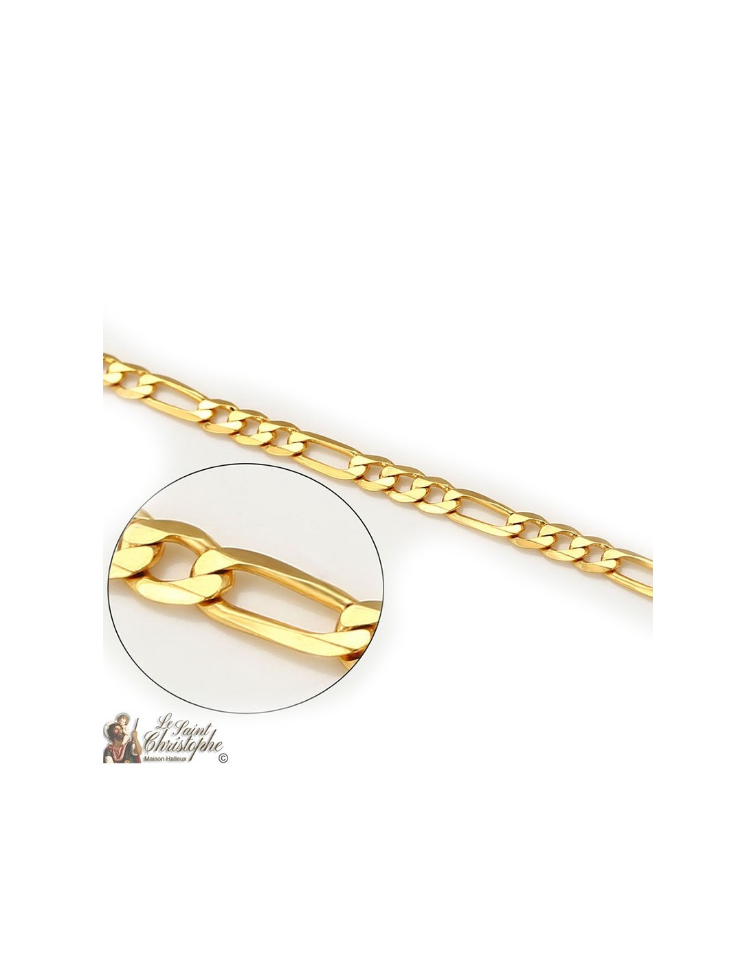 nudo este Organizar Cadena Figaro bañada en oro de 24 quilates 60 cm