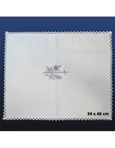 Manuterge Complete set of altar linens - Silver cross and ears of corn