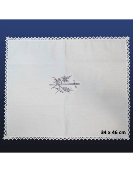 Manuterge Complete set of altar linens - Silver cross and ears of corn