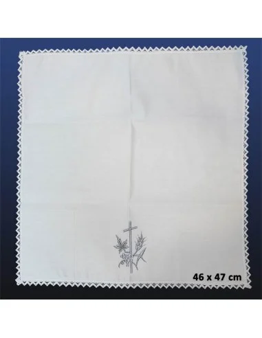 Manuterge Complete set of altar linens - Silver cross and ears of corn