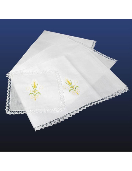 Manuterge Complete set of altar linens - Ear of wheat