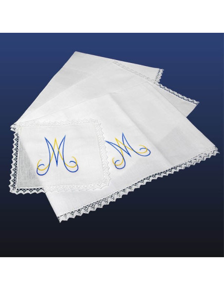 Manuterge Complete set of altar linens - Marian Symbol