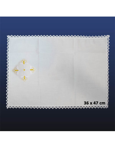 Manuterge Ensemble complet de linge d'autel - Fleur blanche