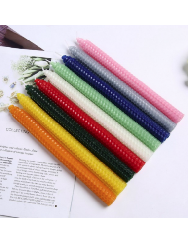 Mass colored wish candles with beehive design - grey pair