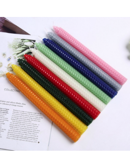 Mass colored wish candles with beehive design - grey pair