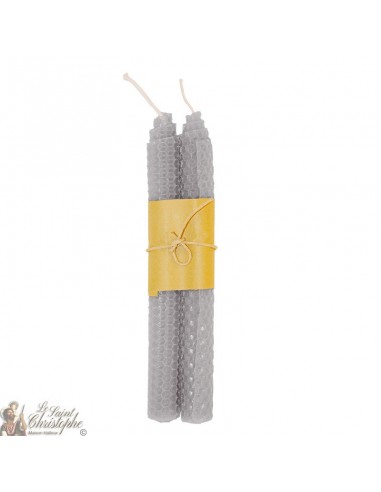 Mass colored wish candles with beehive design - grey pair