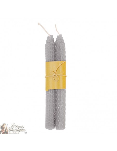Mass colored wish candles with beehive design - grey pair