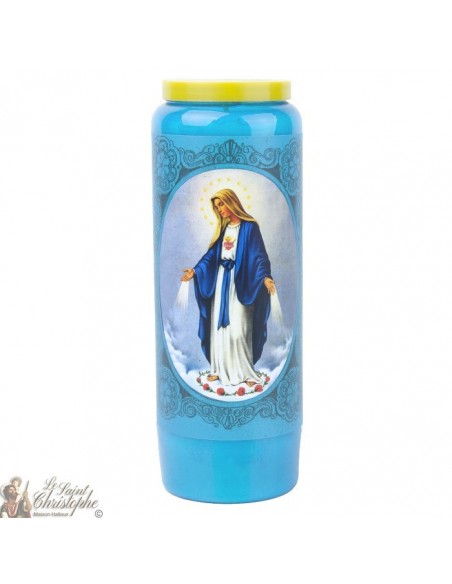 Vela de la novena a la Virgen Milagrosa - azul claro